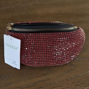 Caleesa Belt Bag Womens One Size Red Rhinestone Fanny Pack Waist Bag Party